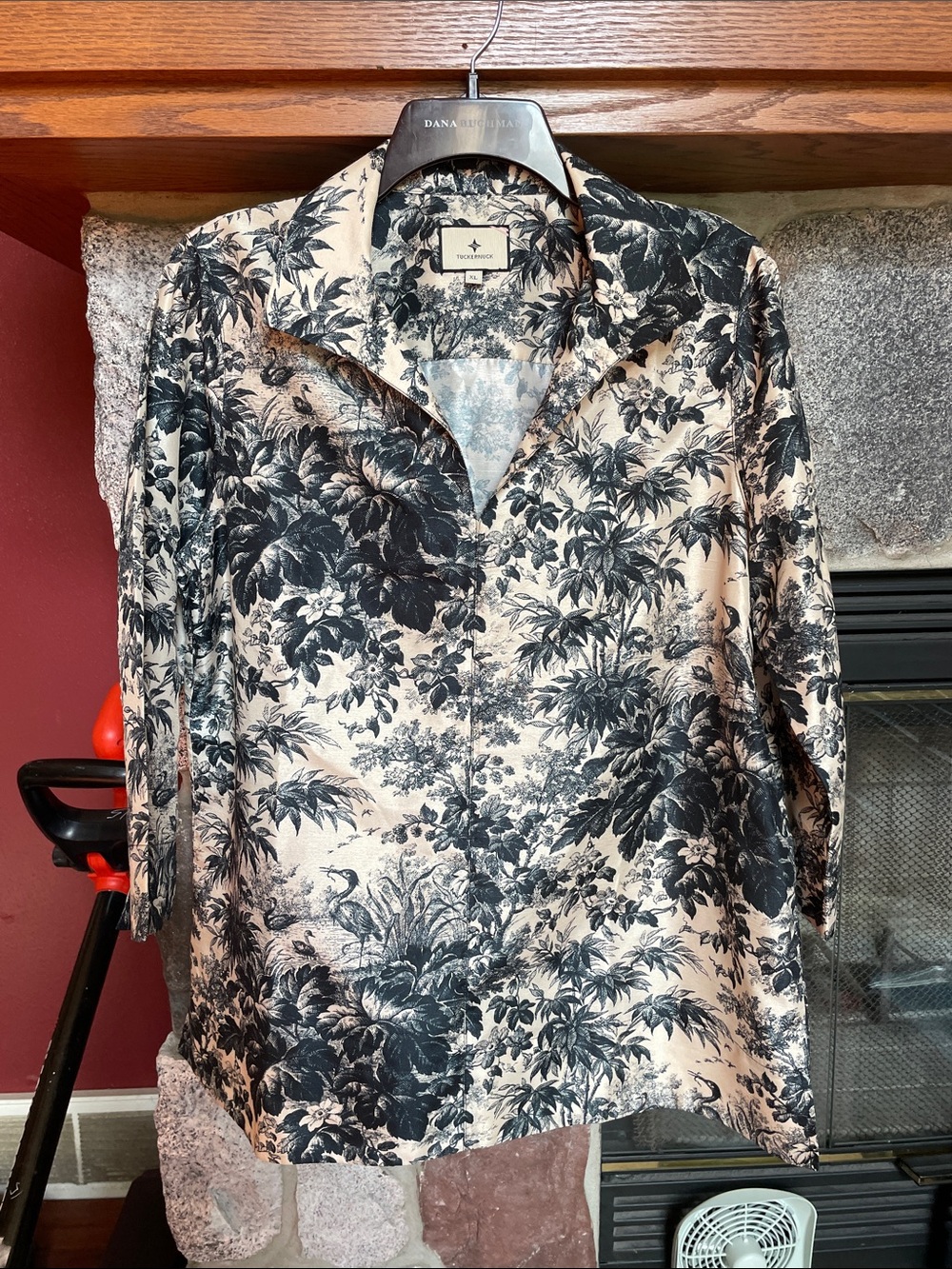 Tuckernuck Black and White Tropical-Print Blouse